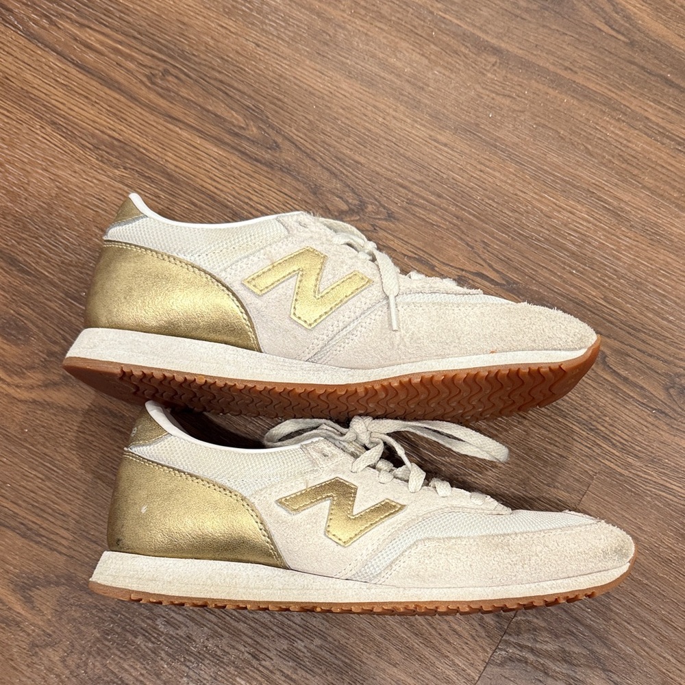 New Balance Women's Gold and Beige Sneakers